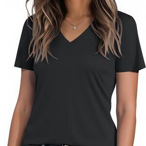 Moisture-Wicking Women's Workout T-Shirt - Stylish V-Neck Design, XX-Large